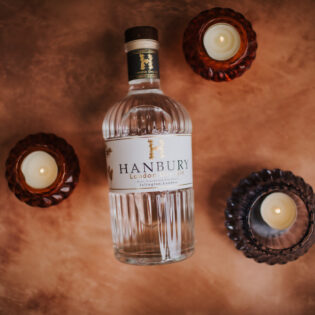 Flatlay of Hanbury London Dry Gin bottle