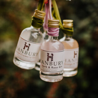 Hanbury Mini Gin Collection hanging with ribbon.