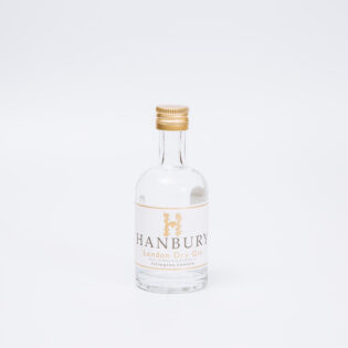 Mini bottle of Hanbury London Dry Gin.