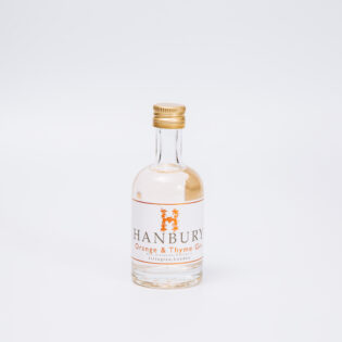 Mini bottle of Hanbury Orange & Thyme Gin