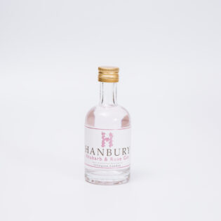 Mini bottle of Hanbury Rhubarb and Rose Gin